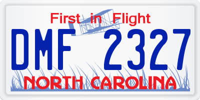 NC license plate DMF2327