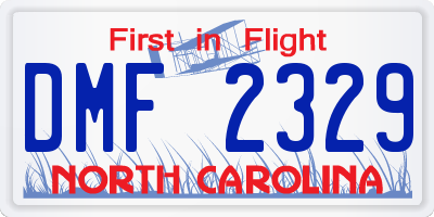 NC license plate DMF2329