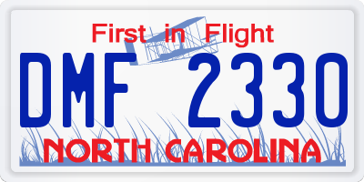 NC license plate DMF2330
