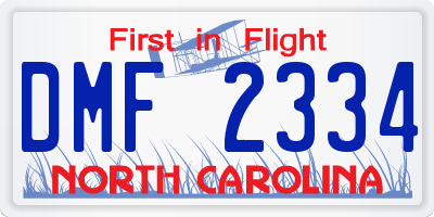 NC license plate DMF2334