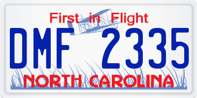 NC license plate DMF2335