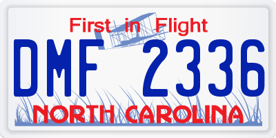 NC license plate DMF2336