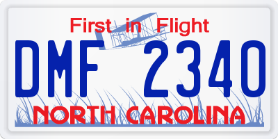 NC license plate DMF2340