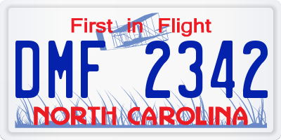 NC license plate DMF2342