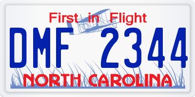 NC license plate DMF2344