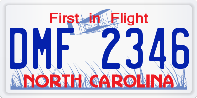 NC license plate DMF2346