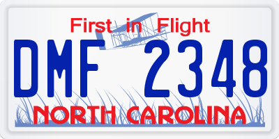 NC license plate DMF2348
