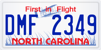 NC license plate DMF2349