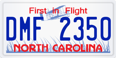 NC license plate DMF2350