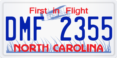 NC license plate DMF2355