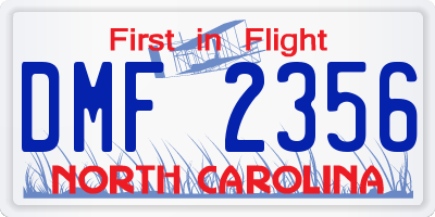 NC license plate DMF2356