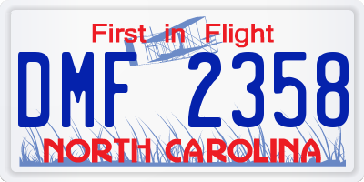 NC license plate DMF2358