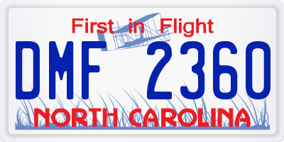 NC license plate DMF2360