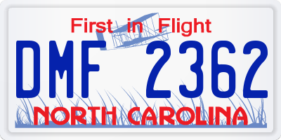 NC license plate DMF2362