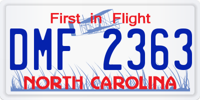 NC license plate DMF2363