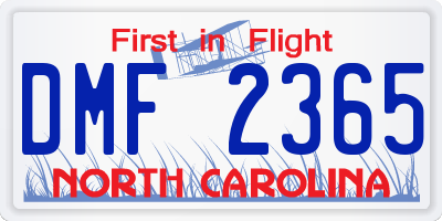 NC license plate DMF2365