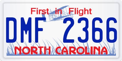 NC license plate DMF2366