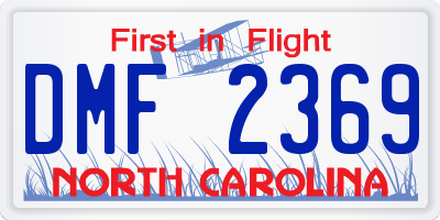 NC license plate DMF2369