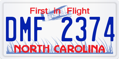 NC license plate DMF2374