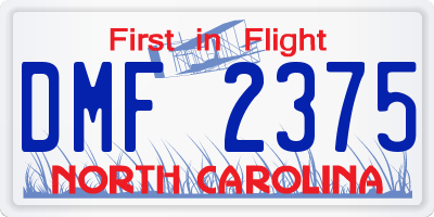 NC license plate DMF2375