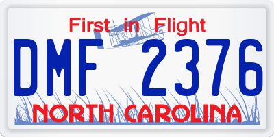 NC license plate DMF2376