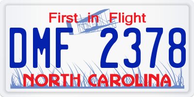 NC license plate DMF2378