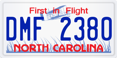 NC license plate DMF2380