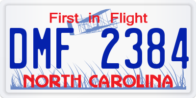 NC license plate DMF2384