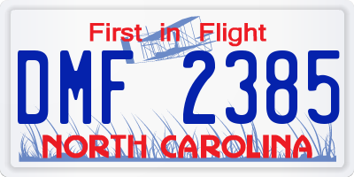 NC license plate DMF2385