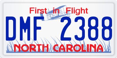 NC license plate DMF2388