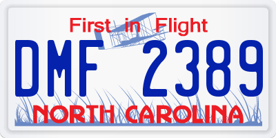 NC license plate DMF2389