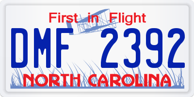 NC license plate DMF2392
