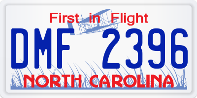 NC license plate DMF2396