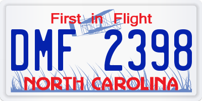 NC license plate DMF2398