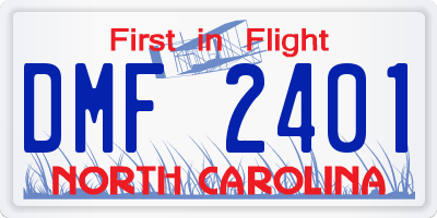 NC license plate DMF2401