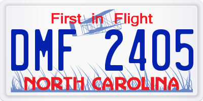 NC license plate DMF2405