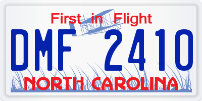 NC license plate DMF2410