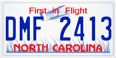 NC license plate DMF2413