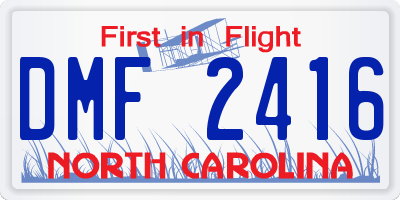 NC license plate DMF2416