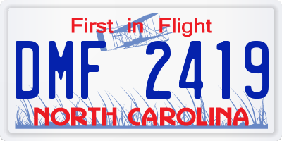 NC license plate DMF2419