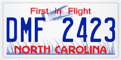 NC license plate DMF2423