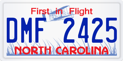 NC license plate DMF2425