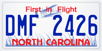 NC license plate DMF2426