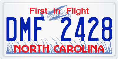NC license plate DMF2428