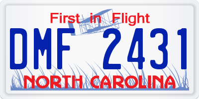 NC license plate DMF2431