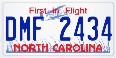 NC license plate DMF2434