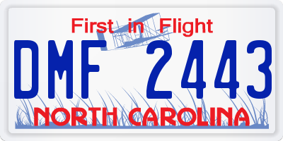 NC license plate DMF2443