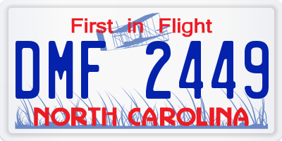 NC license plate DMF2449