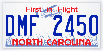 NC license plate DMF2450