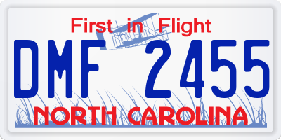 NC license plate DMF2455